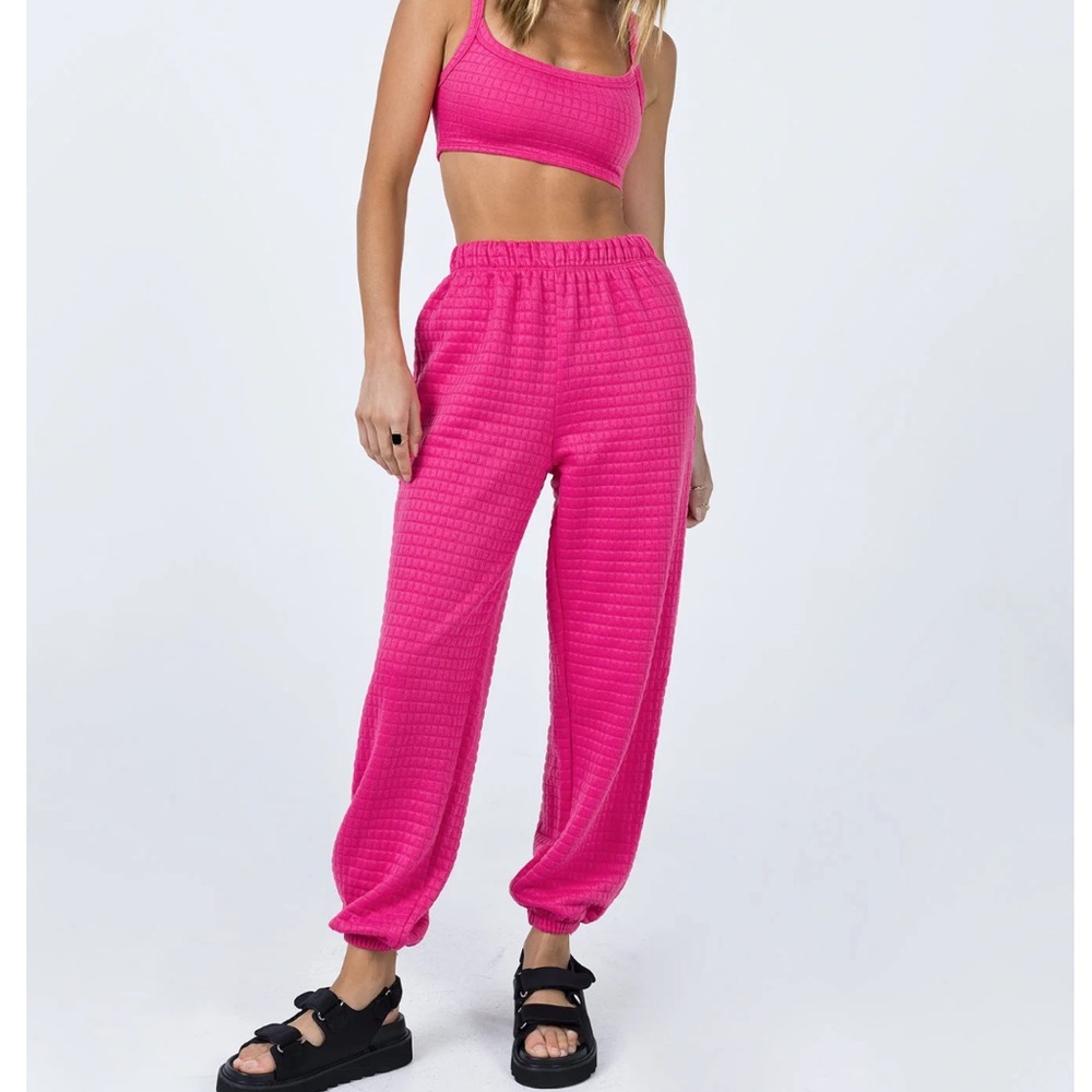 PRINCESS POLLY Arabella Pink Quilted Jogger Pants